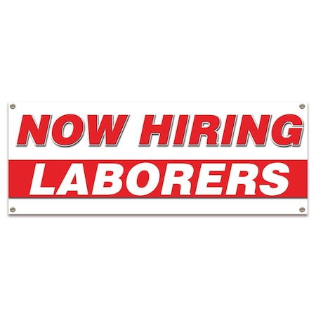 Signmission Now Hiring Laborers Banner Apply Inside Accepting Application Single Sided B-30265